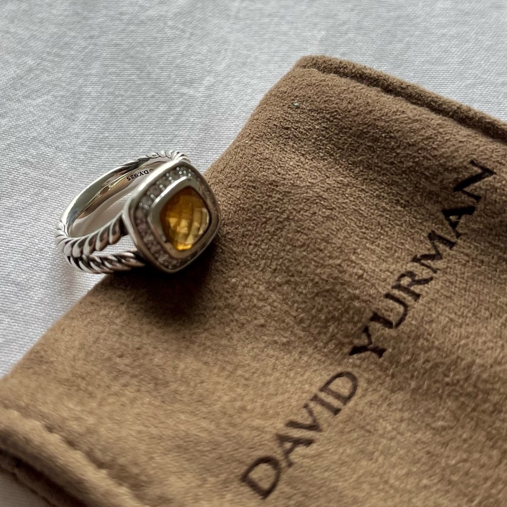 David Yurman Petite Albion Ring with Citrine and Diamonds size 4 - Picture 2 of 6